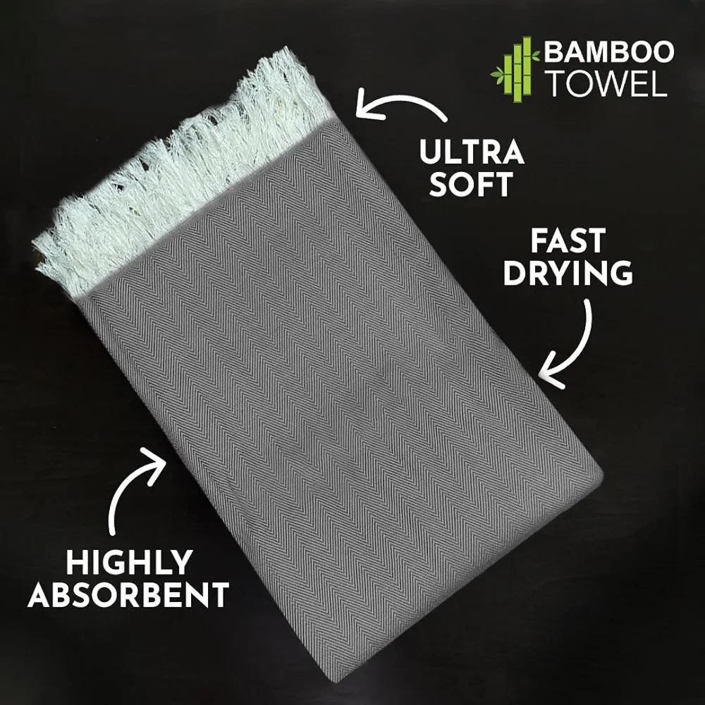 HEELIUM 100% Bamboo Bath Towel | Ultra Soft & Lightweight | Highly Absorbent & Fast Drying Turkish Towel for Bath | 150 x 75 cm